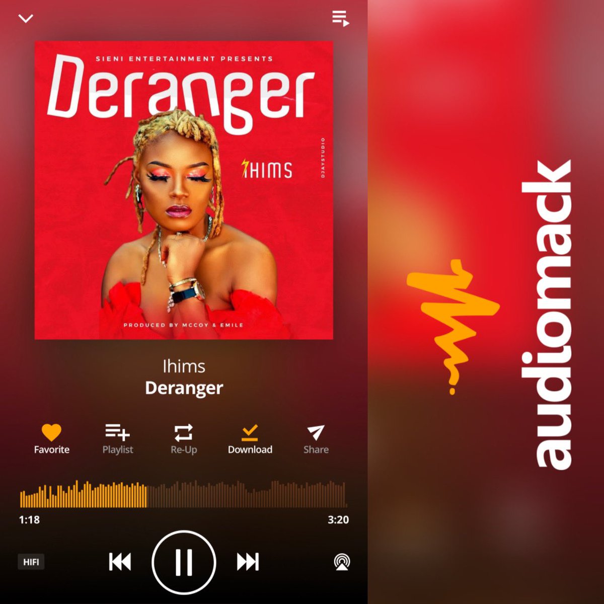 ihimsofficial's tweet photo. Yesss yesss 💃 

#Deranger ⚡️Now Available on #AudioMack 🔥 

Link 👉🏾 https://t.co/NzAlQw7FJT

Listen 🎧 
Share ✅ 
Download 📥 https://t.co/mYJicRqf2P