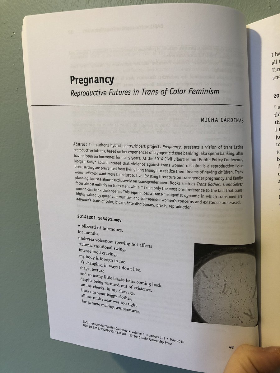 I loved reading this poetry & catching up with the incredible work  @michacardenas is creating through poetry/bioart/gaming. Also reminded me how much I enjoyed being a part of the  @CLPPtweets conference community in 2015 & 2018, a space working to queer reproductive justice. 3/