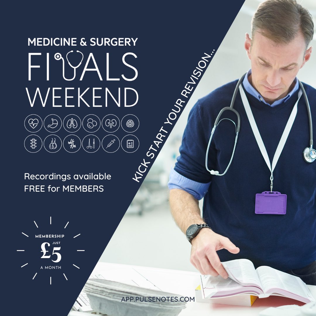 pulse_notes's tweet photo. LOOMING EXAMS? Don’t worry! The recordings from our much-acclaimed Medical & Surgical Finals Revision Weekend are NOW AVAILABLE!!!
Best of all, they are completely FREE FOR MEMBERS!
#medicine #surgery #PulsenotesLIVE #MedicalFinals #SurgicalFinals #studentPA #studentnurses https://t.co/YHKFDIcfvu
