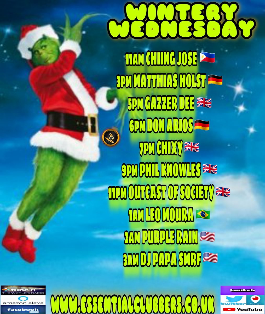 ESSENTIALCLUBB3's tweet image. Here is your lineup right up to boxing day !!! New daily flyers to return from new year ! Keep it locked crew! MERRY CHRISTMAS!

#ecradio #Essentialclubbers #NowPlaying #chat #listenlive #tuneinapp #Radio #jointhemovement #Facebook #mixcloud #Instagram #worldwide #christmas