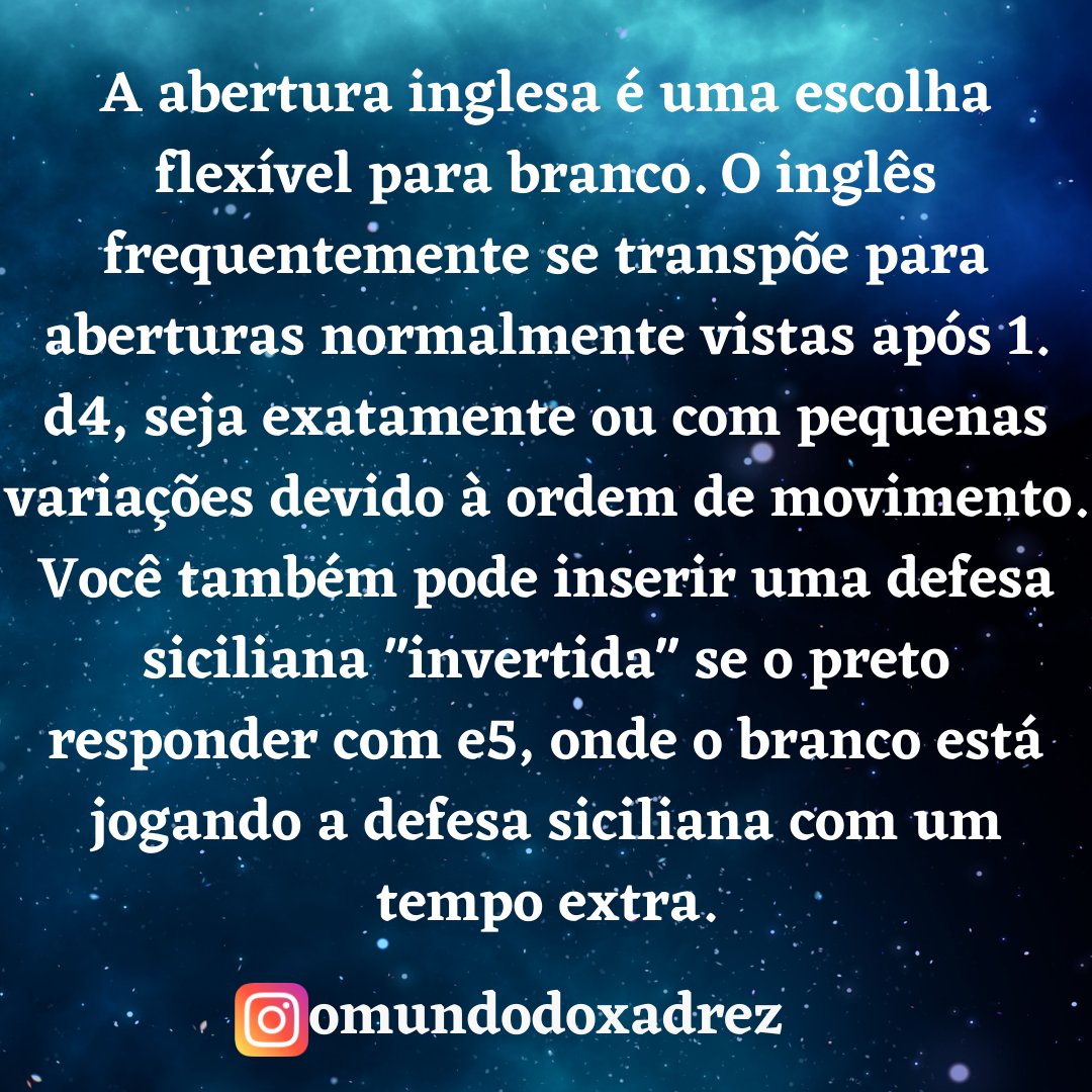 O mundo do xadrez on X: Conheça sobre a abertura inglesa, arraste para o  lado Nos siga no instagram:  #xadrez #chess  #xadrezbrasil #aberturasxadrez #defesasnoxadrez  / X