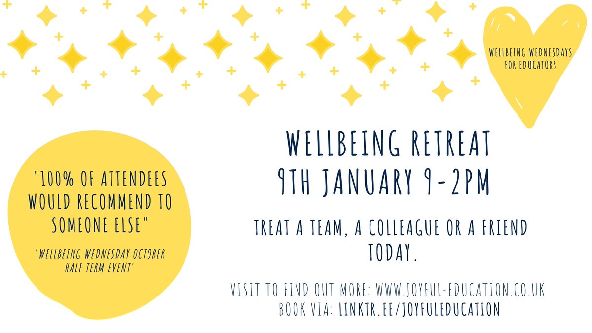 Helping others is what we do... 

Listen and learn more about how to kick start your New Year in the best way possible, come and join our Wellbeing Retreat day. 

linktr.ee/Joyfuleducation 

#togetherness #StayConnected #learningneverstops #connection