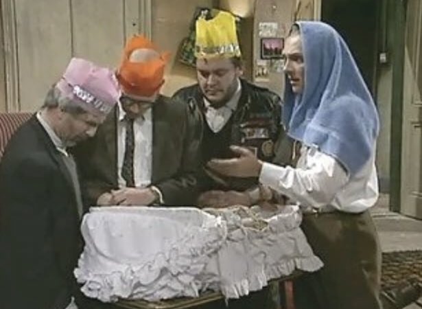 official_bottom's tweet photo. Gimme a Retweet/like if part of your Christmas tradition, is to watch the Bottom Christmas special ‘Holy?!’ 

“Now come on, it's time -- let's get our big ones out!” https://t.co/sDhero4Kdz