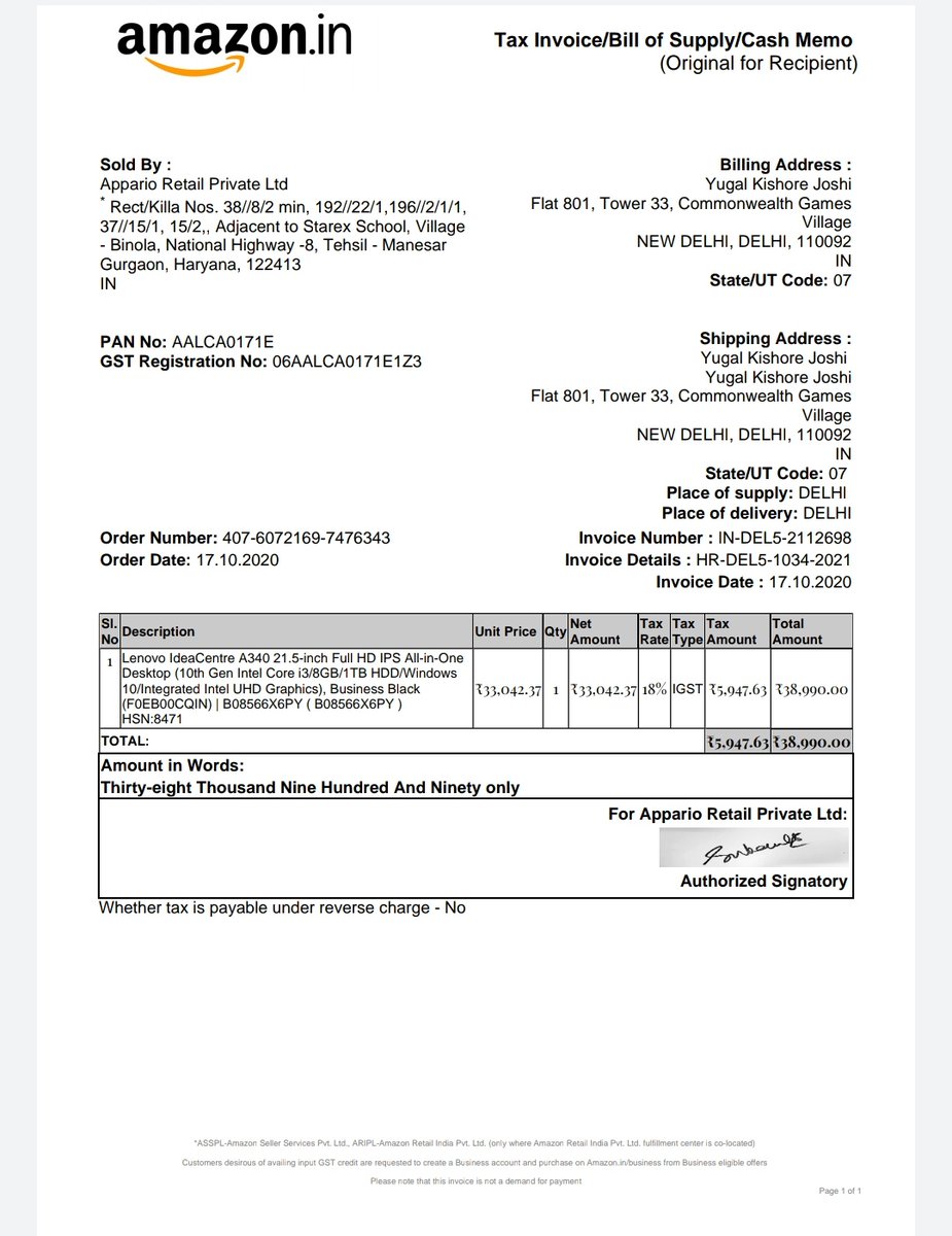 YUGALJOSHI's tweet photo. #VictimsofLenovo #ReplacePC Day 2
After 48 hrs of Lenovo crew +918877501586 visit, not heard from Lenovo how they going to solve my PC problem. @JeffBezos  not Amazon responsible too for selling Lenovo products? @skatyal1 @rahul610 @Lenovo_in @Lenovodc @LenovoSupport @LenovoNews https://t.co/cK5iPEPXMH