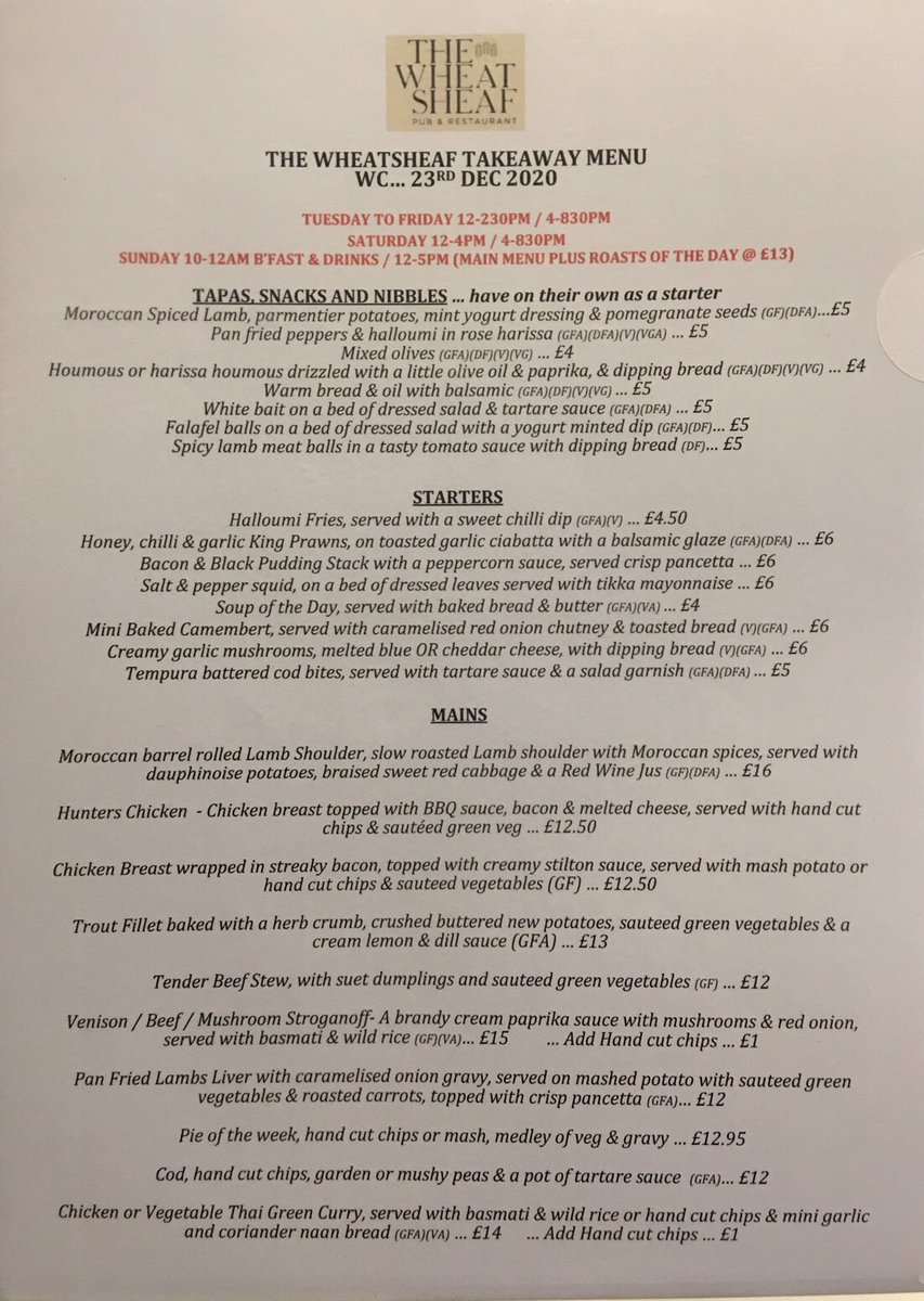 wheatsheafstone's tweet photo. *** New Menus *** https://t.co/CEvQAE1aqz