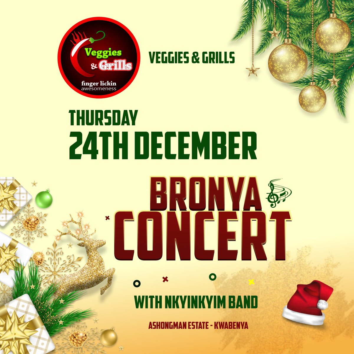 veggiesngrills's tweet image. Veggies + @nkyinkyim_ = 24th magic
Don’t miss this one..
#christmasatveggies 
#veggies&amp;amp;grills #veggiesandgrills #veggiesngrills #ashongmanestate #christmas  #party #christmasparty