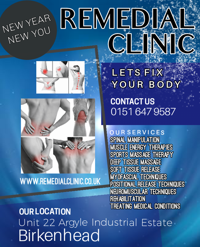 ClinicRemedial's tweet photo. #newyearnewyou #thursdaymorning  #spinemanipulation #muscleenergytechniques #sportsmassage #deeptissuemassage #liverpool #wirral #weloveliverpool #letsfix #fixyou https://t.co/eykBglMUEO