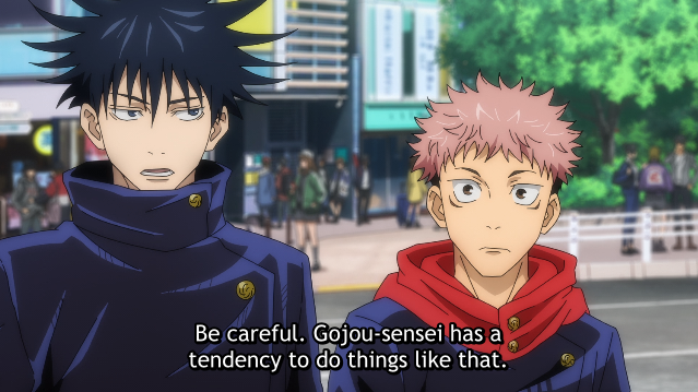 Megumi's uniform's specially modified to have the same signature wide high-neck as Gojo, sounds like Gojo's the one submitted the order..