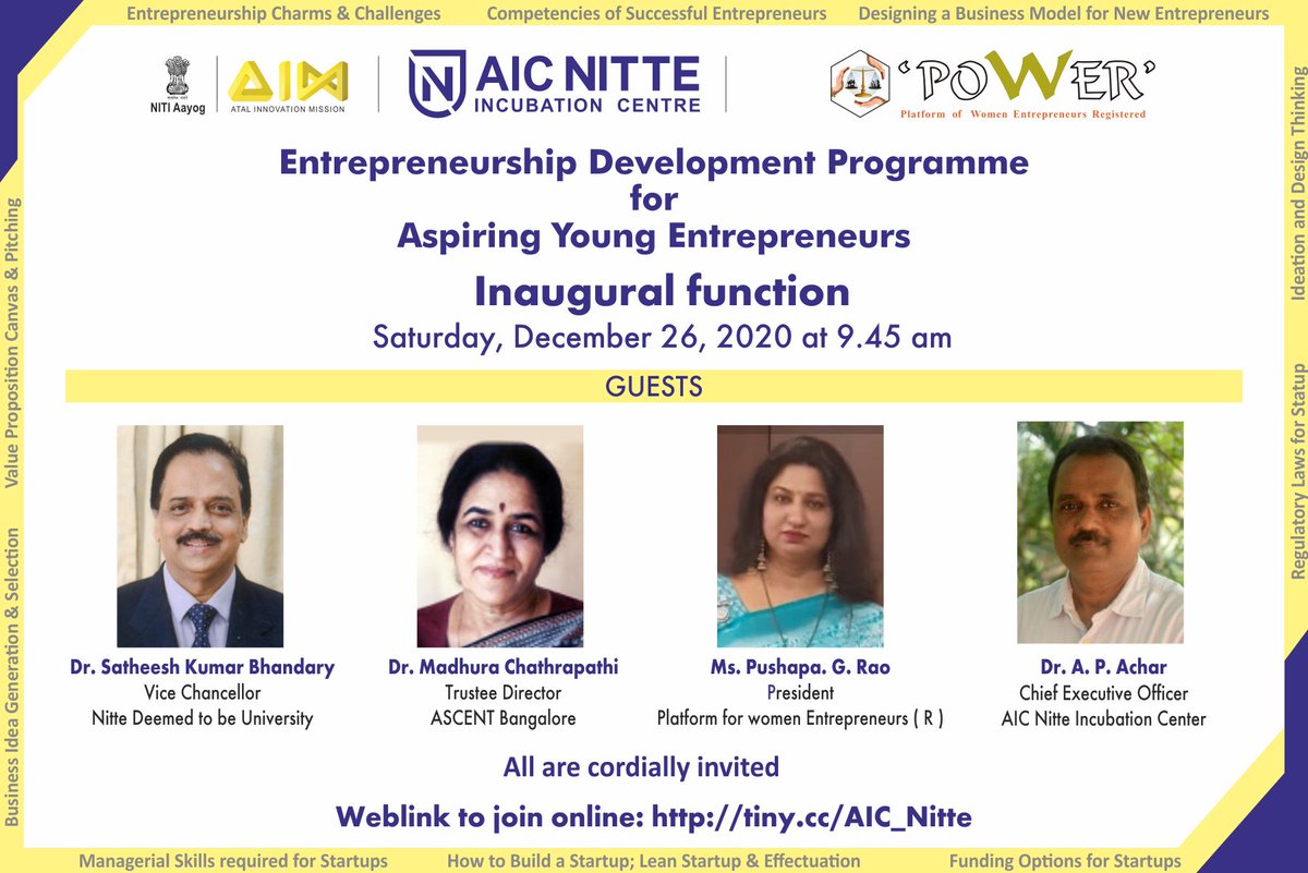 Dr A.P Achar CEO AIC Nitte Incubation Centre tweet media