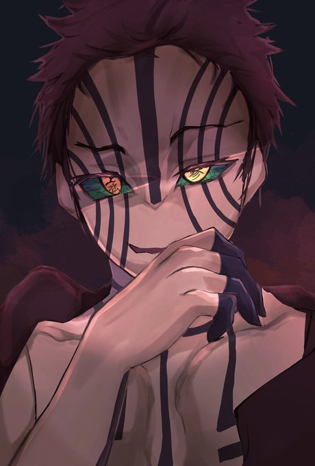 ぬこてんさんがTwitterに投稿した猗窩座(鬼滅の刃)のイラスト。