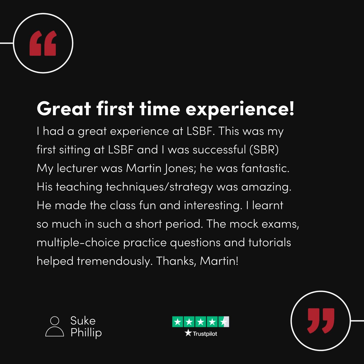 lsbfeducation's tweet photo. Thanks for the review, Suke! We’re very happy to know that you had a great #studyexperience at LSBF and what’s more exciting is you had an amazing experience with our tutor, who made the class both fun and interesting. Hats off to you too, Martin Jones! #LSBFTestimonial https://t.co/0biQ8kisWz