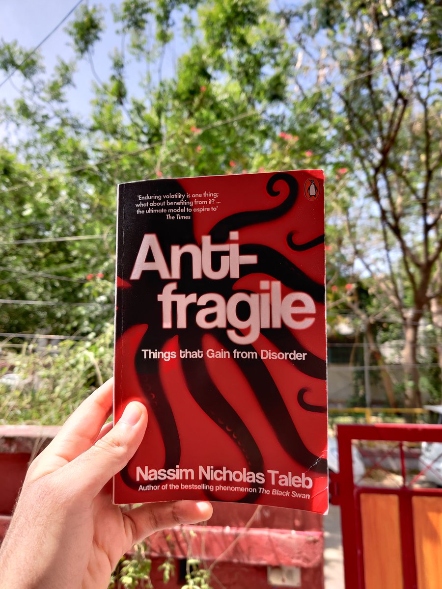 1. Antifragile by  @nntaleb: Antifragile is a philosophical treatise on how to live and thrive in a world we don’t understand. It discusses problems of risk and how the world can gain from uncertainty. Taleb is a revolutionary thinker and everyone should read Antifragile!