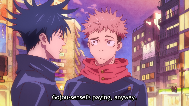 maybe hc: Sounds like Gojo takes Megumi out to eat a lot...Anyone realized Megumi's not a Tokyo local either..? He's prbly so familiar with Tokyo and feels like a local b/c Gojo brings him here too often...