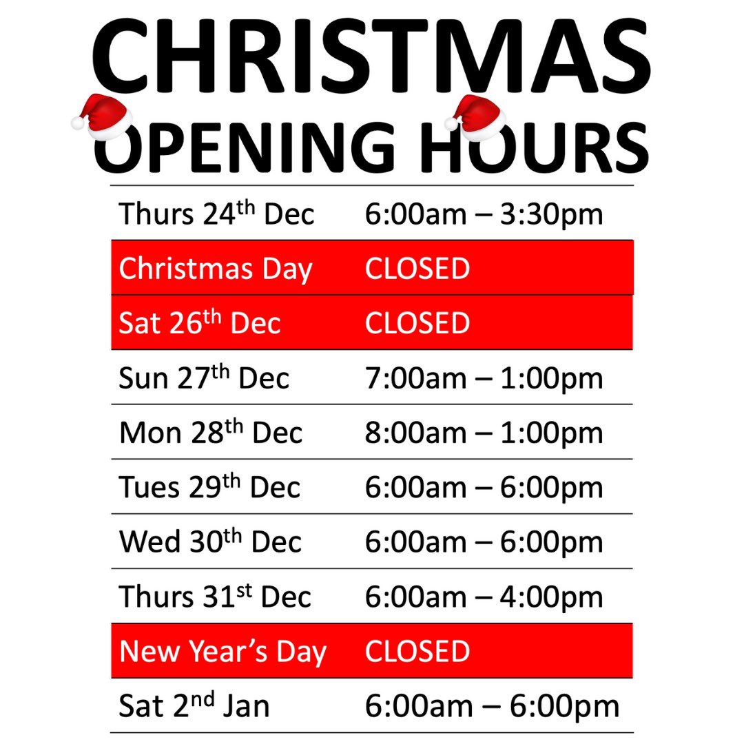Sharing our opening hours for over Christmas 🎄 #StaySafe #ChristmasOpeningHours