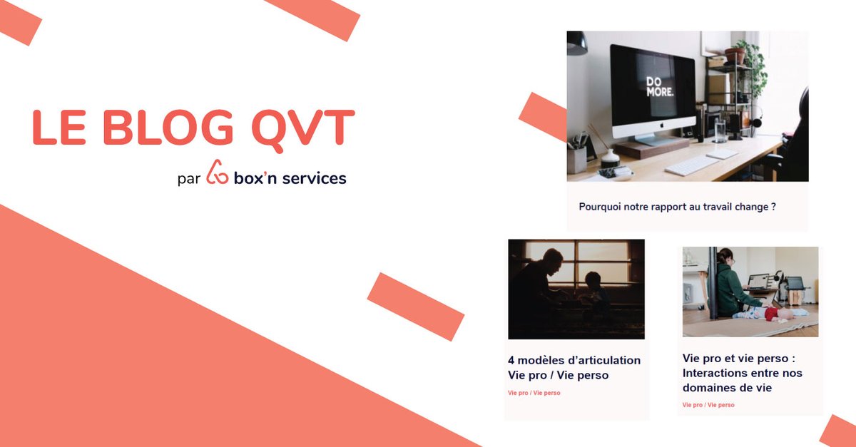 boxNservices's tweet photo. Le #BlogQVT est en ligne ! Vous y trouverez un tas de ressources &amp; articles rédigés par notre équipe sur la thématique de l'équilibre vie perso vie pro ! 😉

C'est tout nouveau, c'est tout frais et on espère que cela vous plaira ! 

👉 https://t.co/6zmZleBdUl https://t.co/NkeA0nSdLv