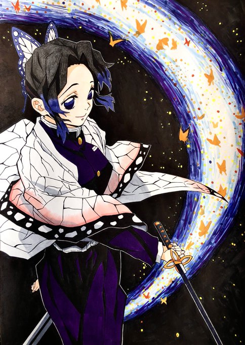 とうふさんがTwitterに投稿した胡蝶しのぶ(鬼滅の刃)のイラスト。