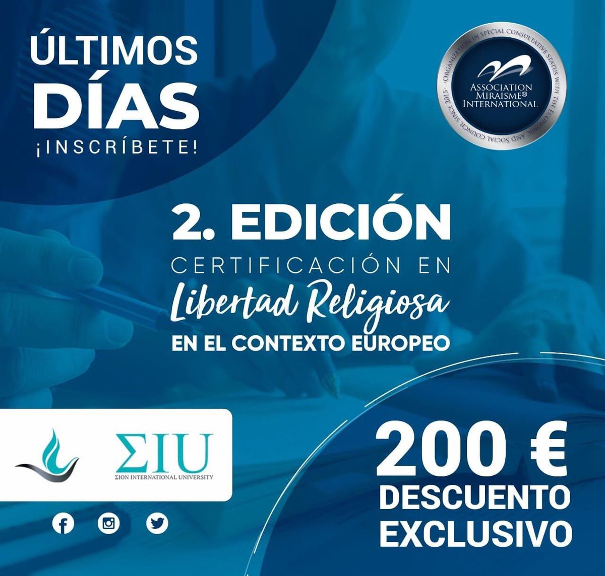 ¡Empieza el 2021 estudiando lo que más te gusta! 🎉

Tenemos el mayor descuento sobre la Certificación en Libertad Religiosa para Europa, gracias al convenio con <a href="/ZIU_ONLINE/">Zion International University</a> 

🚨 200€ de descuento exclusivo ¿Quieres más información? déjanos tus datos airtable.com/shrv901zV2Vw2n…