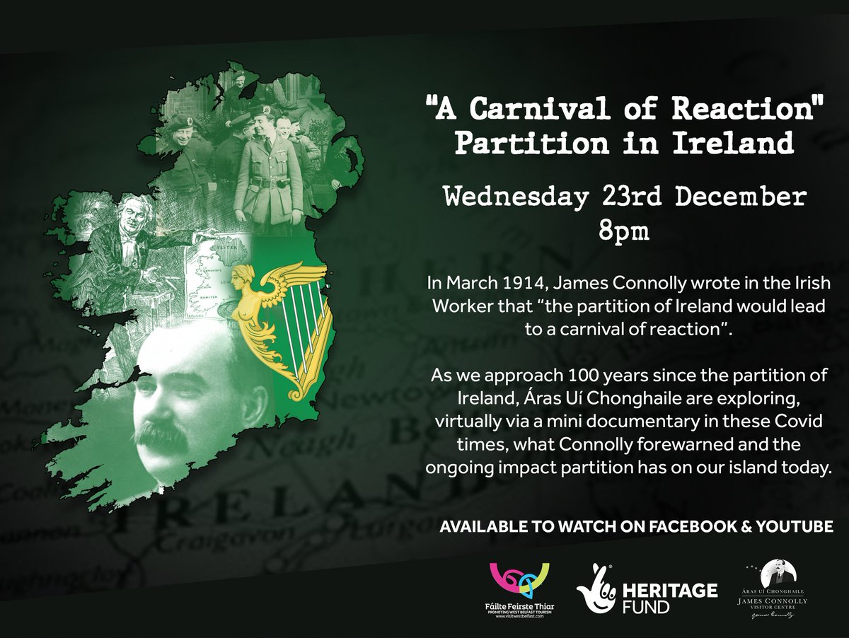 #100YearsAgo

On this day in 1920 The Goverment of Ireland Act was enacted. 

As Connolly predicted “A carnival of reaction” was to follow. 

Join us tonight at 8pm as we reflect through Connolly’s prism on the partition of Ireland.