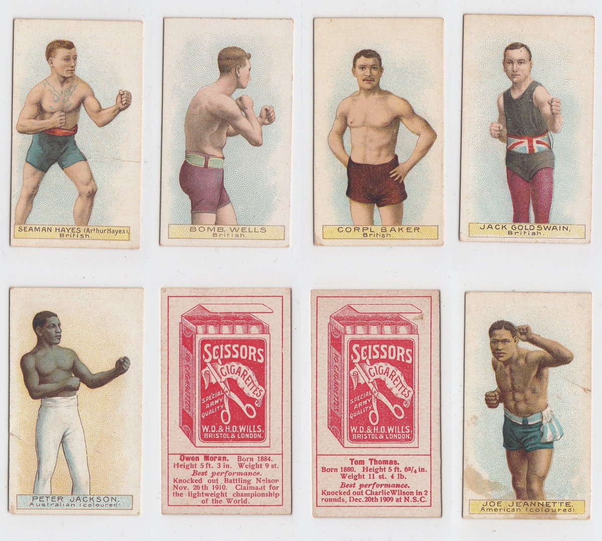 Check out these fantastic boxing cards from over a century ago - the Wills (Scissors) series entitled 'Boxers' issued in 1911.

👉 ebay.co.uk/itm/1645348776…

#boxingcards #cigarettecards #boxing #boxer #boxers #fitness #fight #fighter #sport #sportcards