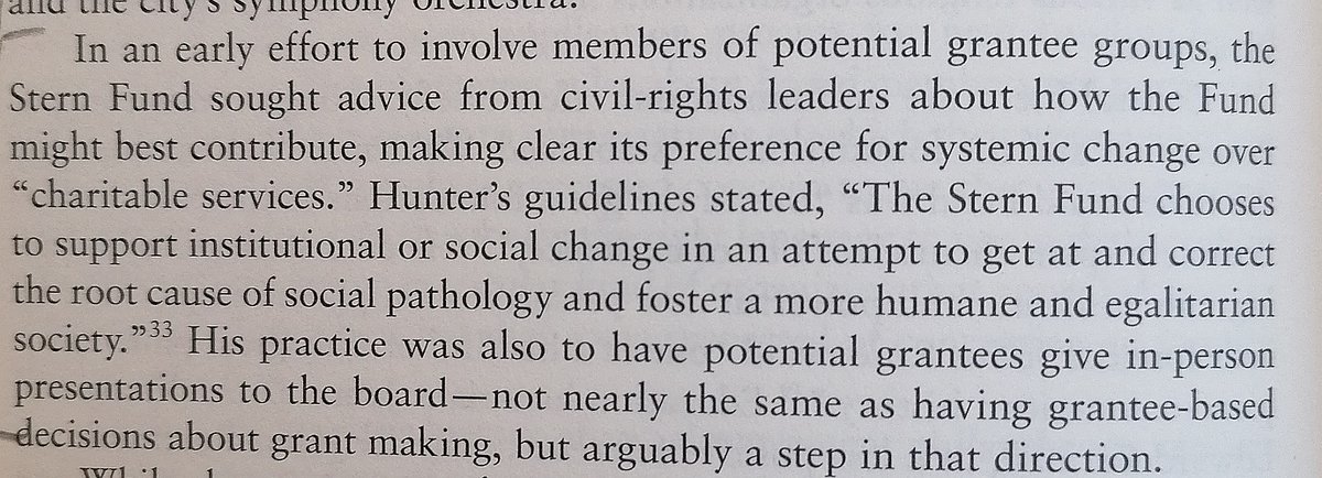 In her focus on (at least partly) funding systemic change efforts, and recognising that this requires empowering grantees, Scott seems to echo the approach of Edith Stern and the Stern Fund (under the leadership of David Hunter): 6/