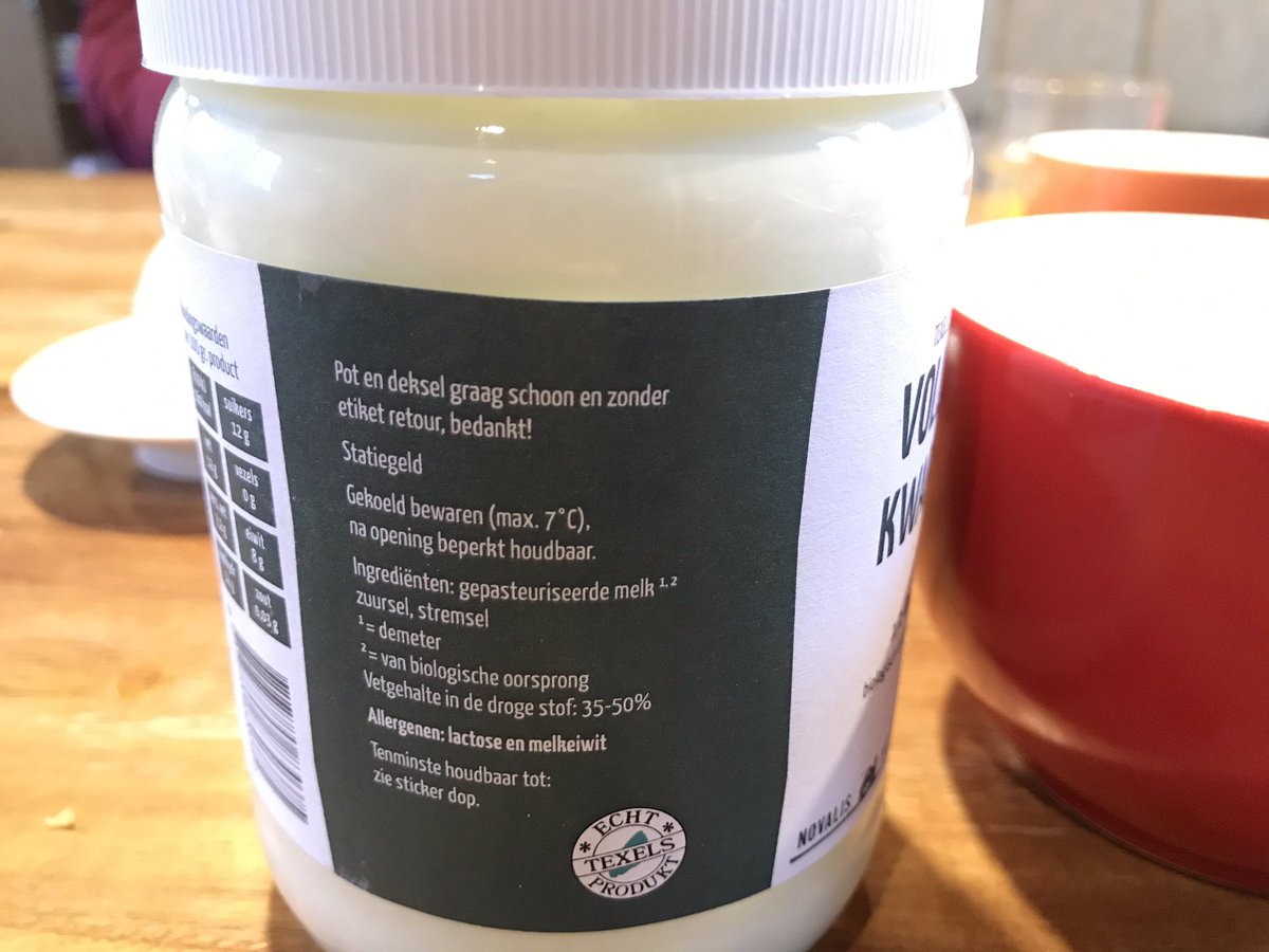 Vandaag verse kwark van de <a href="/Novalishoeve/">Novalishoeve</a> uit #Texel op tafel.

Bijzonder product en ook mooi de instructie over het retour brengen.👊🏻