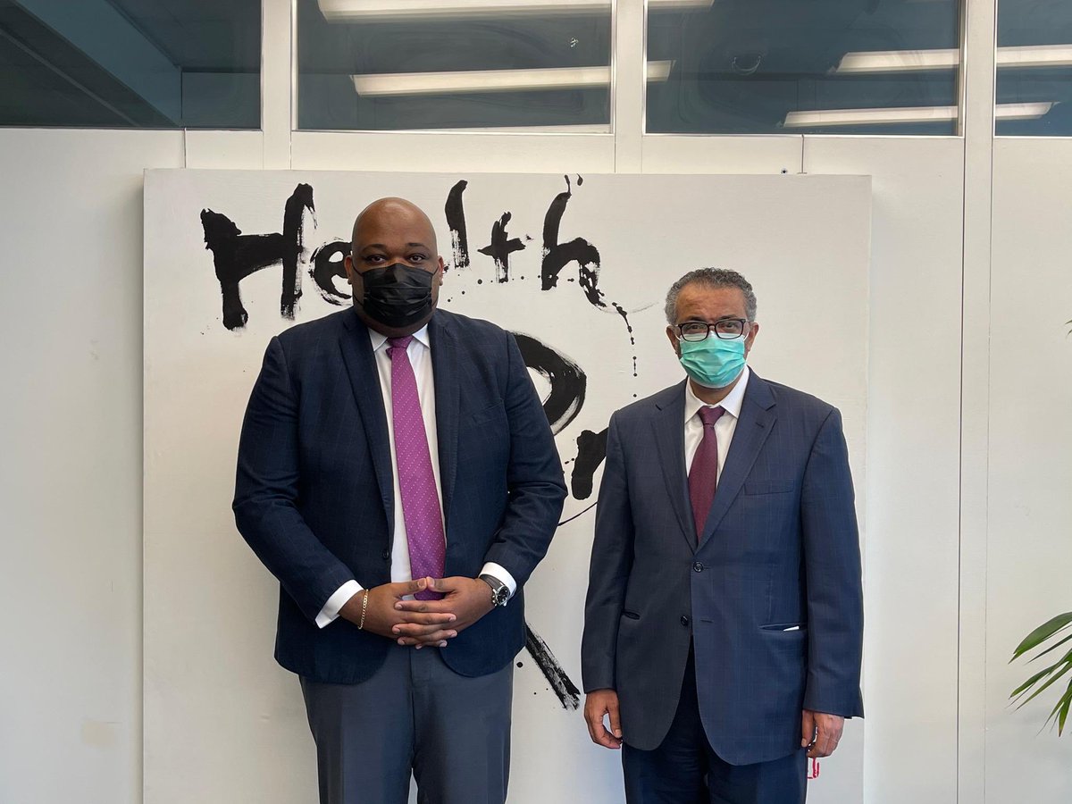 Tedros Adhanom Ghebreyesus (@drtedros) on Twitter photo Thank you #Barbados Ambassador, Chad Blackman, for your visit and productive discussion about the #COVID19 situation. <a href="/WHO/">World Health Organization (WHO)</a> welcomes 🇧🇧 and Prime Minister <a href="/miaamormottley/">Mia Amor Mottley</a>'s leadership of a strong, whole of government response, and coordination in the Caribbean region. Together! Thank you #Barbados Ambassador, Chad Blackman, for your visit and productive discussion about the #COVID19 situation. <a href="/WHO/">World Health Organization (WHO)</a> welcomes 🇧🇧 and Prime Minister <a href="/miaamormottley/">Mia Amor Mottley</a>'s leadership of a strong, whole of government response, and coordination in the Caribbean region. Together!