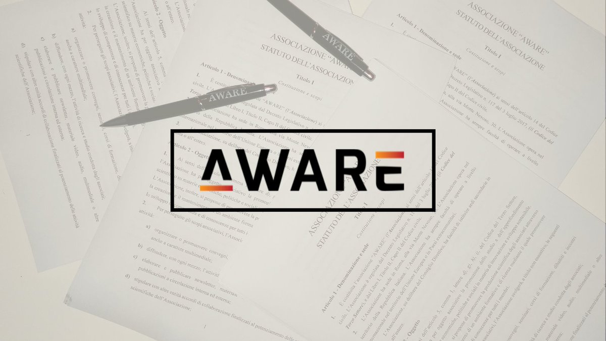 Aware_thinktank's tweet photo. Siamo felici di comunicarvi che AWARE è a tutti gli effetti un'#associazione!📄
Il deposito dello #statuto non è un punto di arrivo, ma solo un trampolino di lancio.
Ci auguriamo di avere sempre con noi il vostro sostegno, che ci ripaga delle energie investite in questo progetto. https://t.co/ev49PztU8M