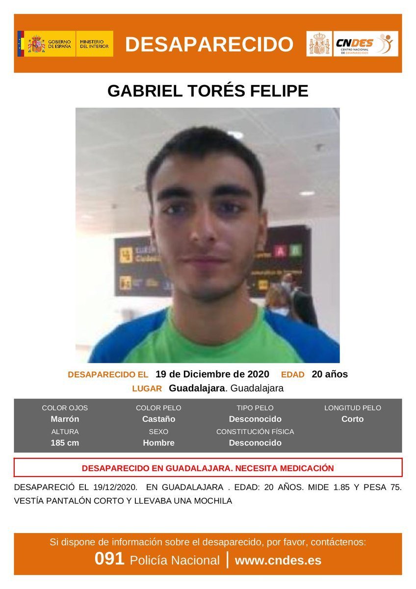 policia's tweet photo. 🚨 IMPORTANTE

Gabriel está #desaparecido desde el sábado pasado

Si tienes información, llámanos 📞 091, 112, 062

Por favor, tu RT puede ayudarnos

#Colabora https://t.co/NgbKuOtMjE