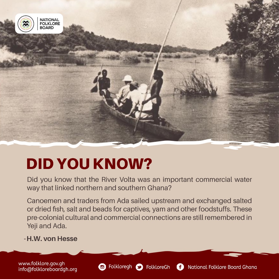 Did you know that the River Volta was an important commercial water way that linked northern and southern Ghana?  
#DidYouKnow 
#Folklore