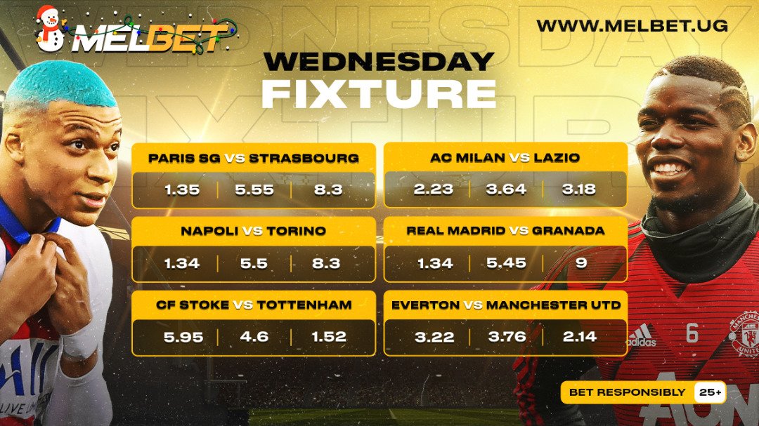 Another #Wednesday to make money with @MelbetUG. Download the #MelbetUG app & start betting to win cash & other prizes including an iPhone.
AC Milan vs Lazio
AS Roma vs Cagliari
Bologna vs Atlanta
Napoli vs Torino
Valladolid vs Barcelona
Villarreal vs Valencia
#DelightInTheGame https://t.co/FE1r229bc8