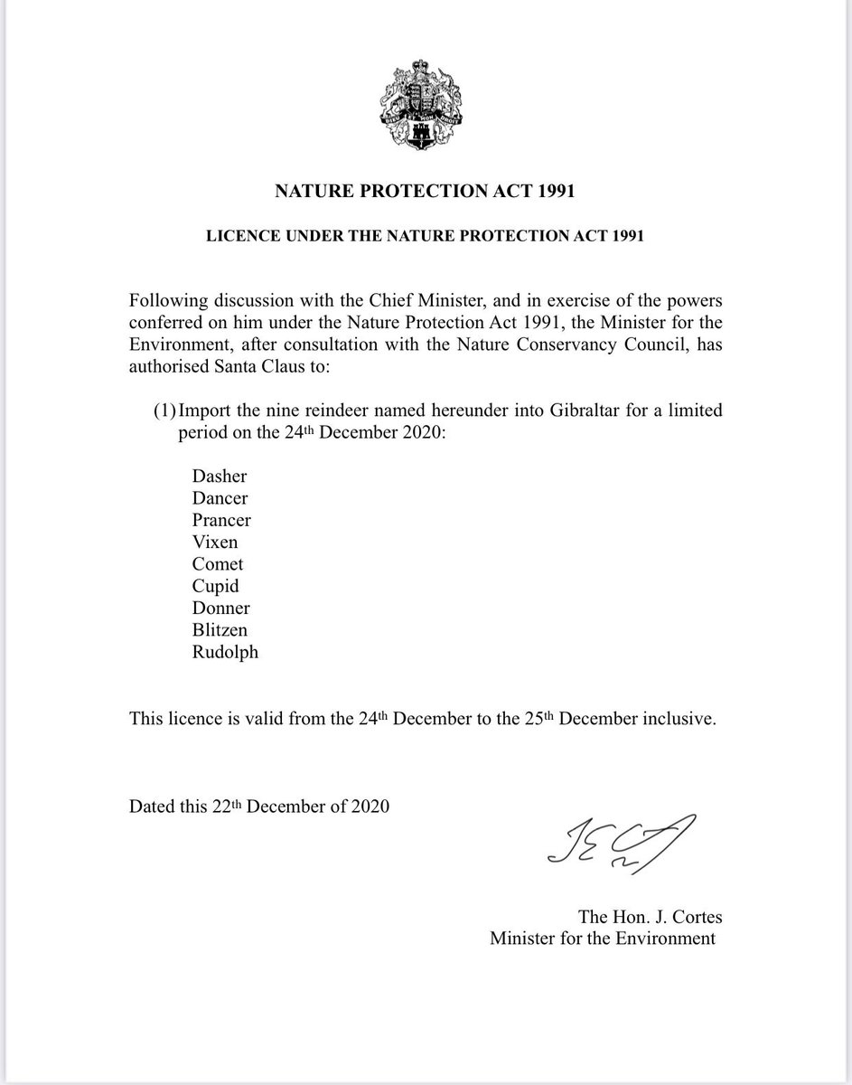 Never mind the lorry queues in Dover or COVID-19 restrictions, the Government of Gibraltar is making sure children there get their Christmas presents from Santa. Brilliant!