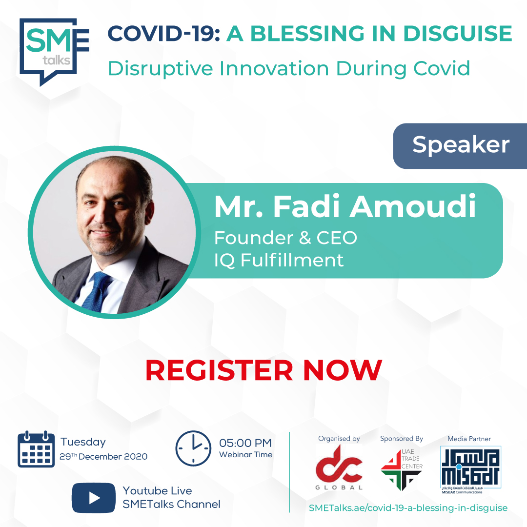 TalksSme's tweet photo. We are pleased to announce our speaker Mr. Fadi Amoudi, Founder &amp; CEO, IQ Fulfillment

Don't miss out and register today to watch what will be one of our most exciting webinars to date :

https://t.co/TYL5oOrKNM

#dubai #uae #mydubai #webinar #events #trade #covid #كورونا https://t.co/rusCcGKdPC