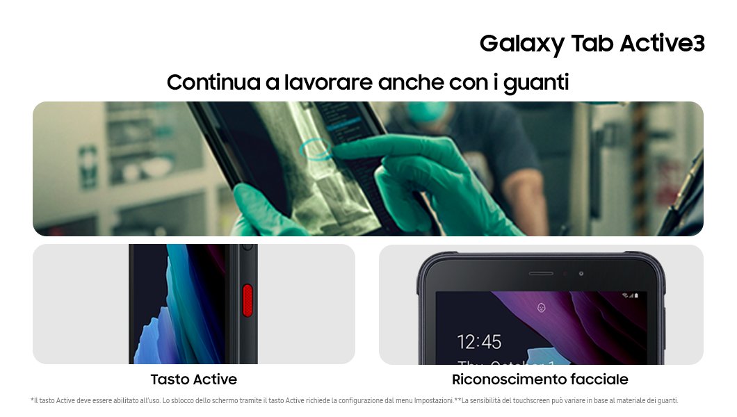 Grazie alla sensibilità del touchscreen e allo sblocco con riconoscimento facciale di #GalaxyTabActive3 lavora senza togliere i guanti e senza intoppi. Scopri di più: bit.ly/3aBiwKZ
