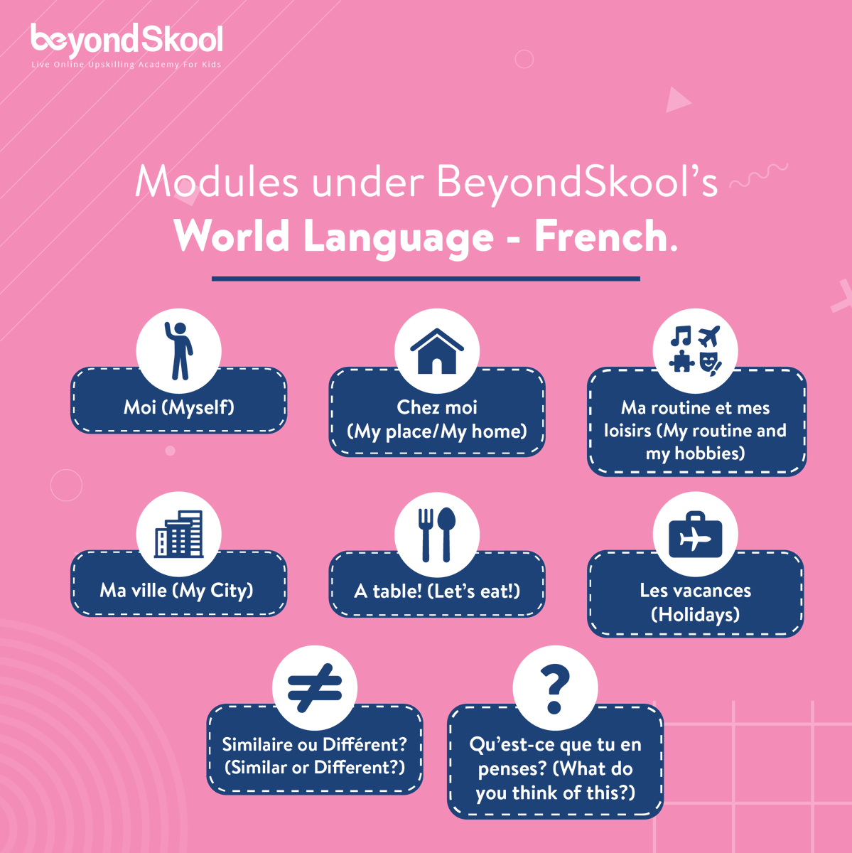GoBeyondSkool's tweet photo. BeyondSkool’s World Languages course introduces your child to diverse cultures and norms, improving their critical thinking and decision-making skills, making them true global citizens.We offer French as an elective for our young achievers now! https://t.co/zS95xNvszS https://t.co/On3uA9QzWD