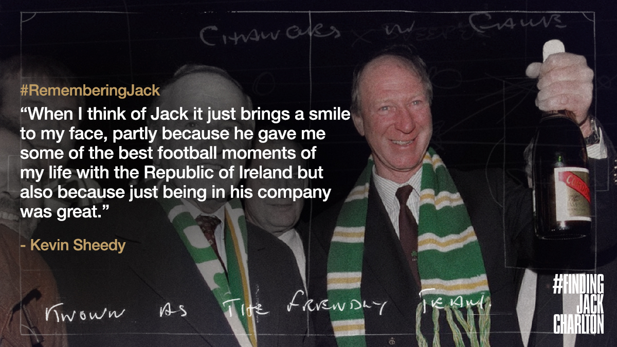 findingjackfilm's tweet photo. The penultimate day of #RememberingJack comes from @kevin11sheedy. Sheedy played under Jack for 7 years and scored @FAIreland's first ever World Cup goal when he got the equaliser against England at Italia '90.

#FindingJackCharlton https://t.co/fCxLjRBkhj https://t.co/ELVX7YaFFG