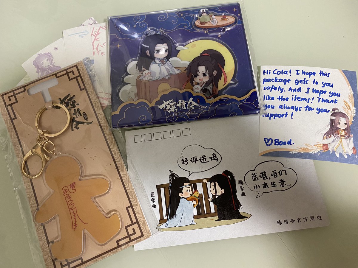 GUYS look what came ? The untamed moon cake festival standee - omg i'm so happy right now ! it's absolutely beautiful ? thank you to @headBONDmeLWJ for this lovely gift ?????????and thank you for the keychain and postcards too??????? 