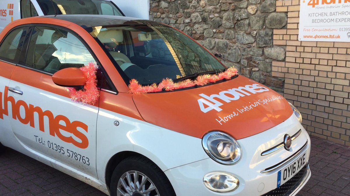 4homes_ltd's tweet photo. Fifi the 4homes Fiat is feeling festive today! Check out her neon orange tinsel! 🧡🎄 🧡🎄

#xmas #kitchendesign #interiordesign #bathroomdesign #christmas #christmasdecorations #festive https://t.co/D8QeT0F2sA