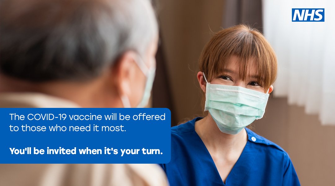 NHSuk's tweet photo. The NHS is currently offering the COVID-19 vaccine to people most at risk from coronavirus. The vaccine will be offered more widely as soon as possible. 

https://t.co/MPCevFV6SM https://t.co/86sSNxdy9J