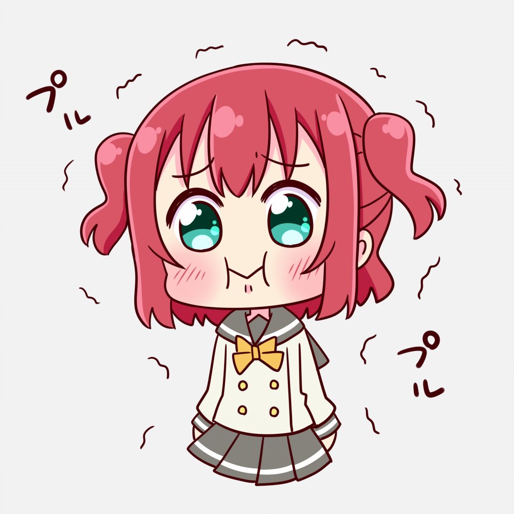 kurosawa ruby 1girl solo school uniform red hair skirt two side up trembling  illustration images