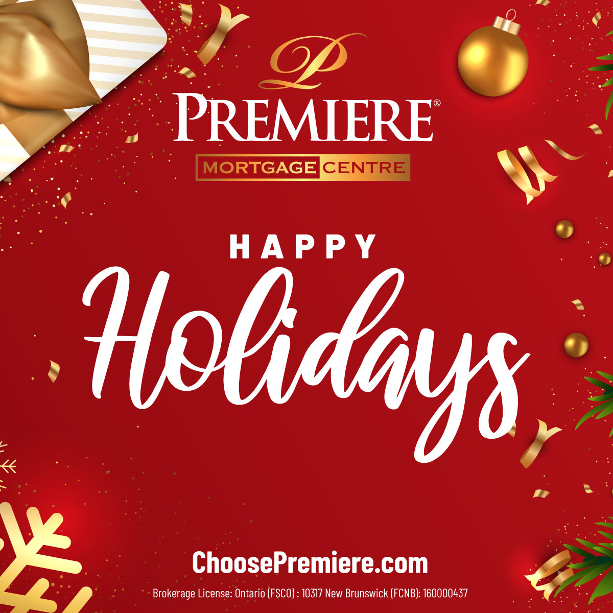 Happy Holidays from the entire Premiere Mortgage family! 

Wishing you and your loved ones a safe holiday season and a much better New Year! 🎄🎉
