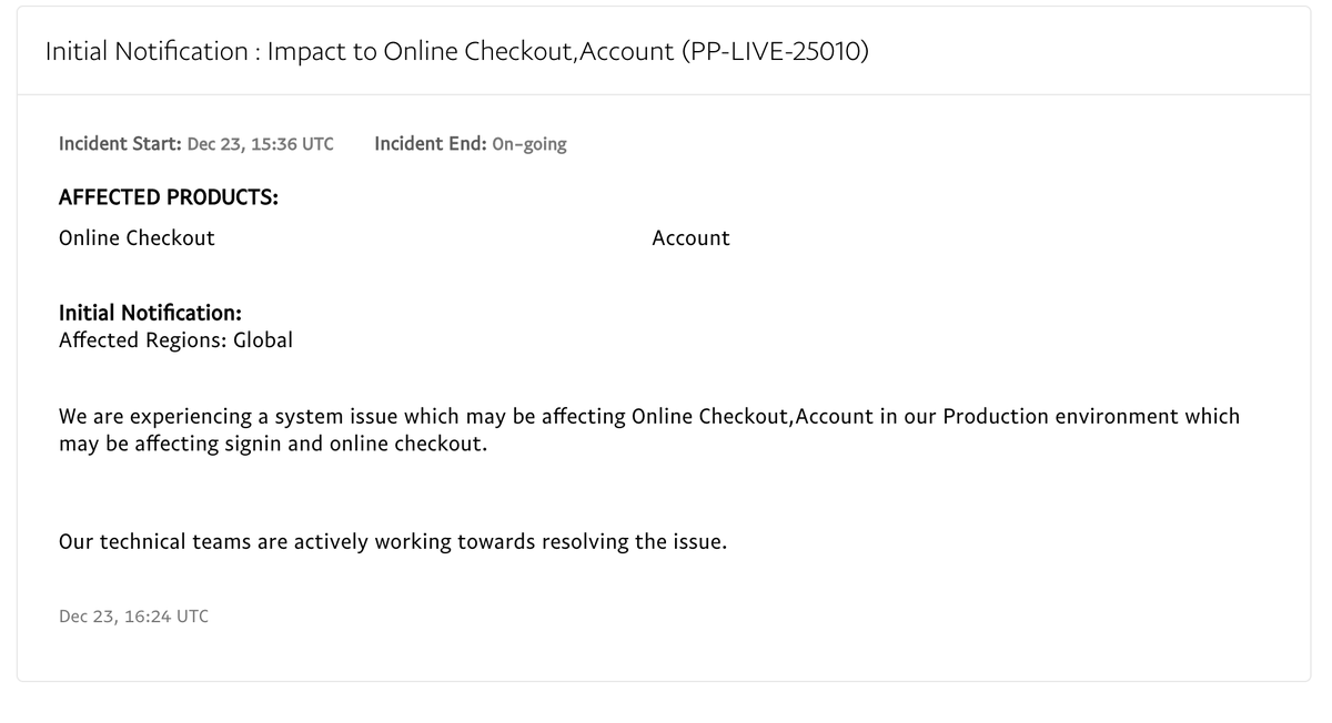 noturnonred's tweet photo. PayPal having a significant checkout outage right now https://t.co/xyjnvYCXuG https://t.co/HspSLKrdJl