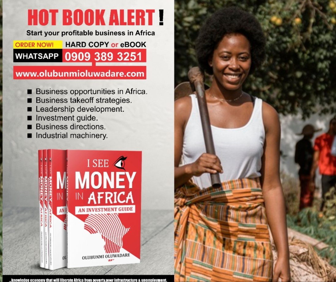 Olubomex's tweet image. THE BEST CHRISTMAS GIFT TO ANYONE NOW
MAKE MONEY IN 2021!
Get a copy of this wealth creation book (I SEE MONEY IN AFRICA ) #hard or #ecopy available 
order here👉 olubunmioluwadare.com or on Amazon amazon.co.uk/dp/B08MCK5T7Z