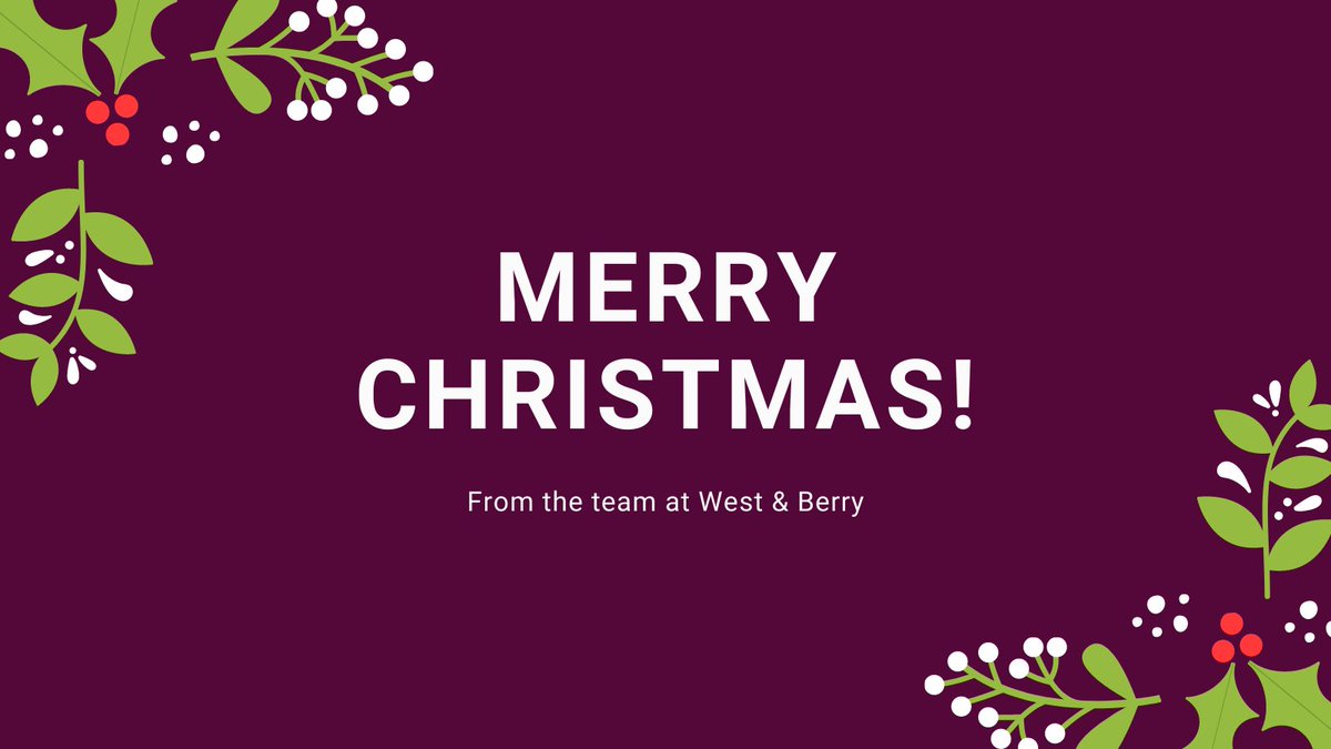 WestAndBerry's tweet photo. Wishing all of our clients and friends a safe and happy festive period!

We re-open our home offices on 4th January, see you then! https://t.co/eGxA0dQhwt