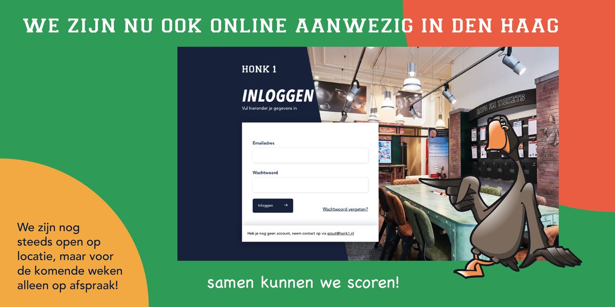 OPEN OP AFSPRAAK! We begrijpen dat sommigen wellicht niet de mogelijkheid hebben om gebruik te kunnen maken van onze digitale diensten. We hebben daarom besloten wél open te blijven op afspraak. Bel +31634176626 of mail naar scout@honk1.nl dan maken wij tijd voor jou vrij! #Honk1