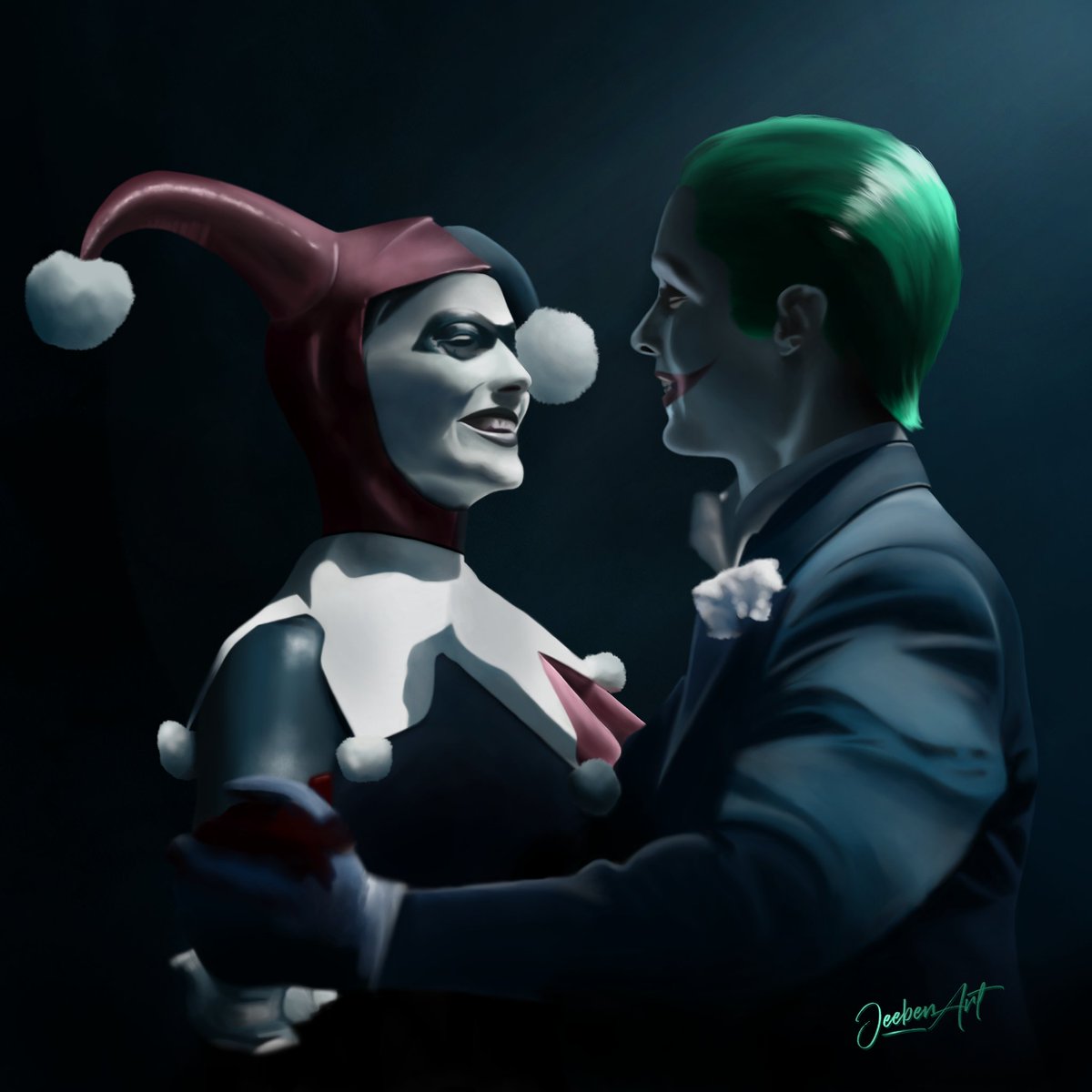 Jeeben Art Harley And Joker Mad Love Harleyquinn Joker Suicidesquad Ayercut Zacksnyder Margotrobbie Jaredleto Dccomics Digitalart Digitalpainting Drawing Fanart Procreate Procreateart Margotrobbie Davidayermovies