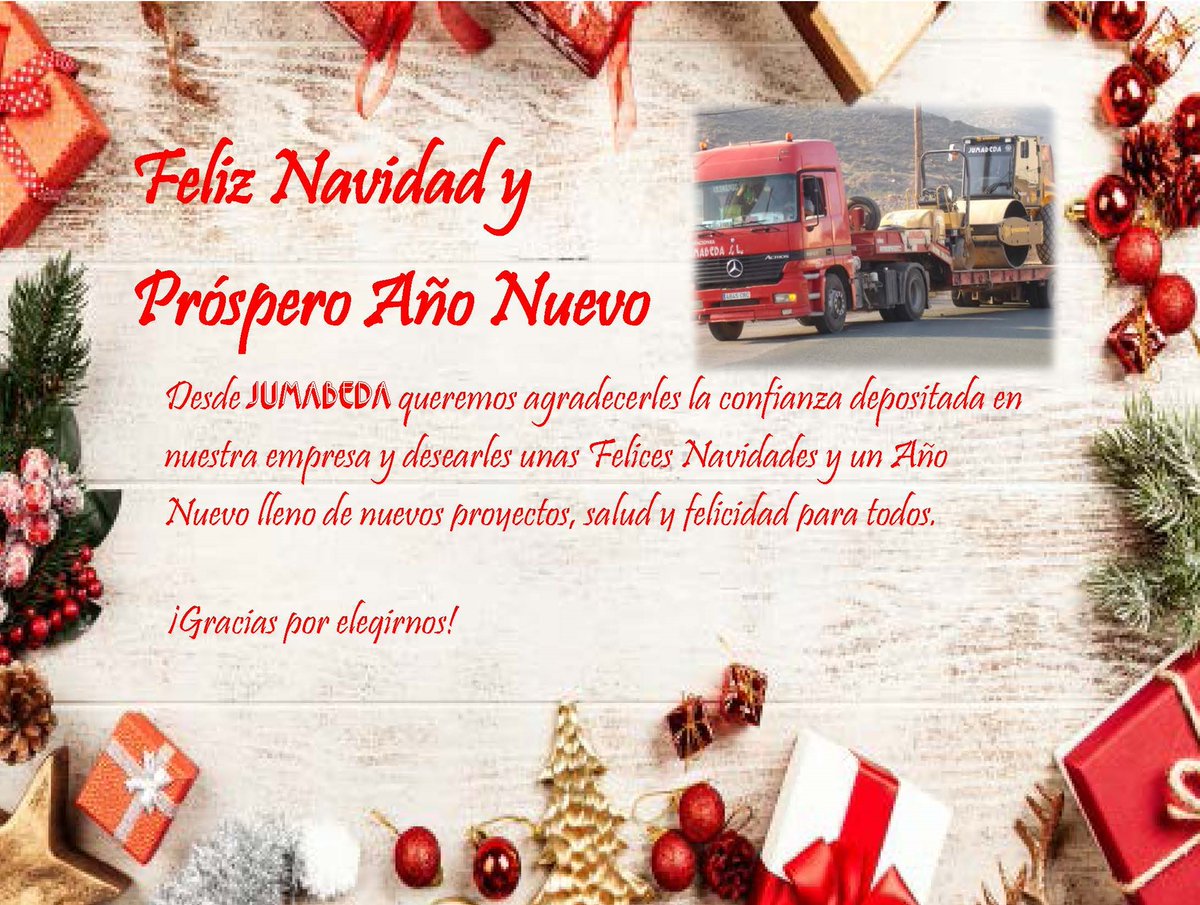 JumabedaSL's tweet photo. De parte de todo el equipo de JUMABEDA, les deseamos
¡¡FELICES FIESTAS!!🎅🎄🎄🎅 https://t.co/dCDAlpy3Wm