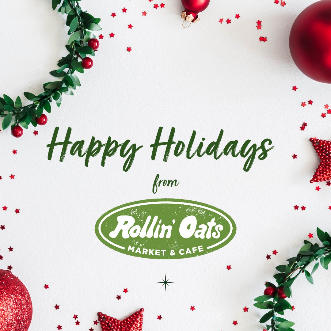 Wishing you a happy holiday from Rollin' Oats!

🎄 Holiday Hours 🎄 
Christmas Eve: 9 am - 5 pm
Closed on Christmas Day

#happyholidays #holidayhours