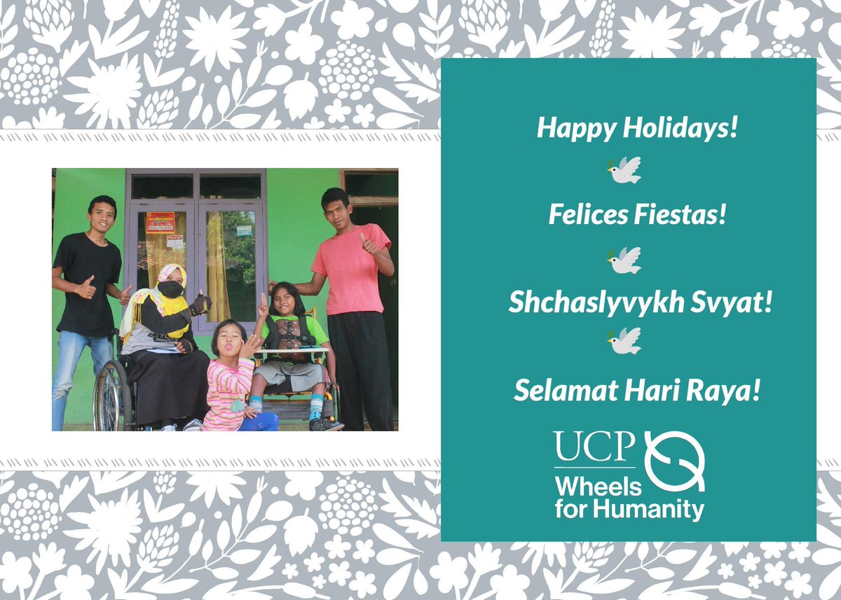 Happy Holidays from all of us here at UCP Wheels for Humanity! Wishing you a safe and healthy end to 2020. 

#inclusionmatters #inclusion #wheelchairs #wheelchair