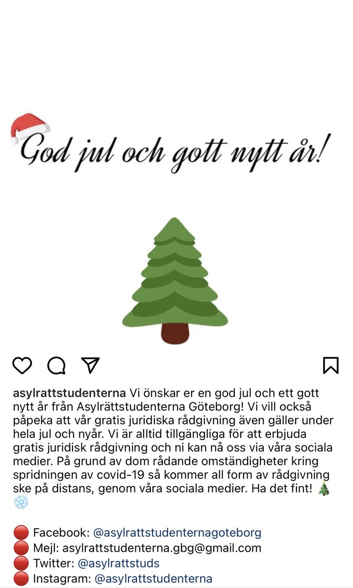 Vi önskar er en god jul och ett gott nytt år från Asylrättstudenterna Göteborg!