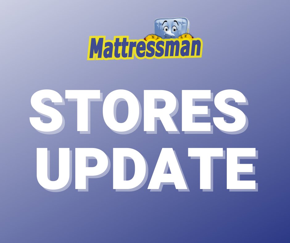 STORES UPDATE 👇

Due to Tier 4 restrictions our stores (aside from Northampton) will now be closed for the year.

We still have hundreds of mattresses in-stock with 20% off online &amp; with super fast free delivery at mattressman.co.uk 🥳

Have a very comfy Christmas🎄🎁
